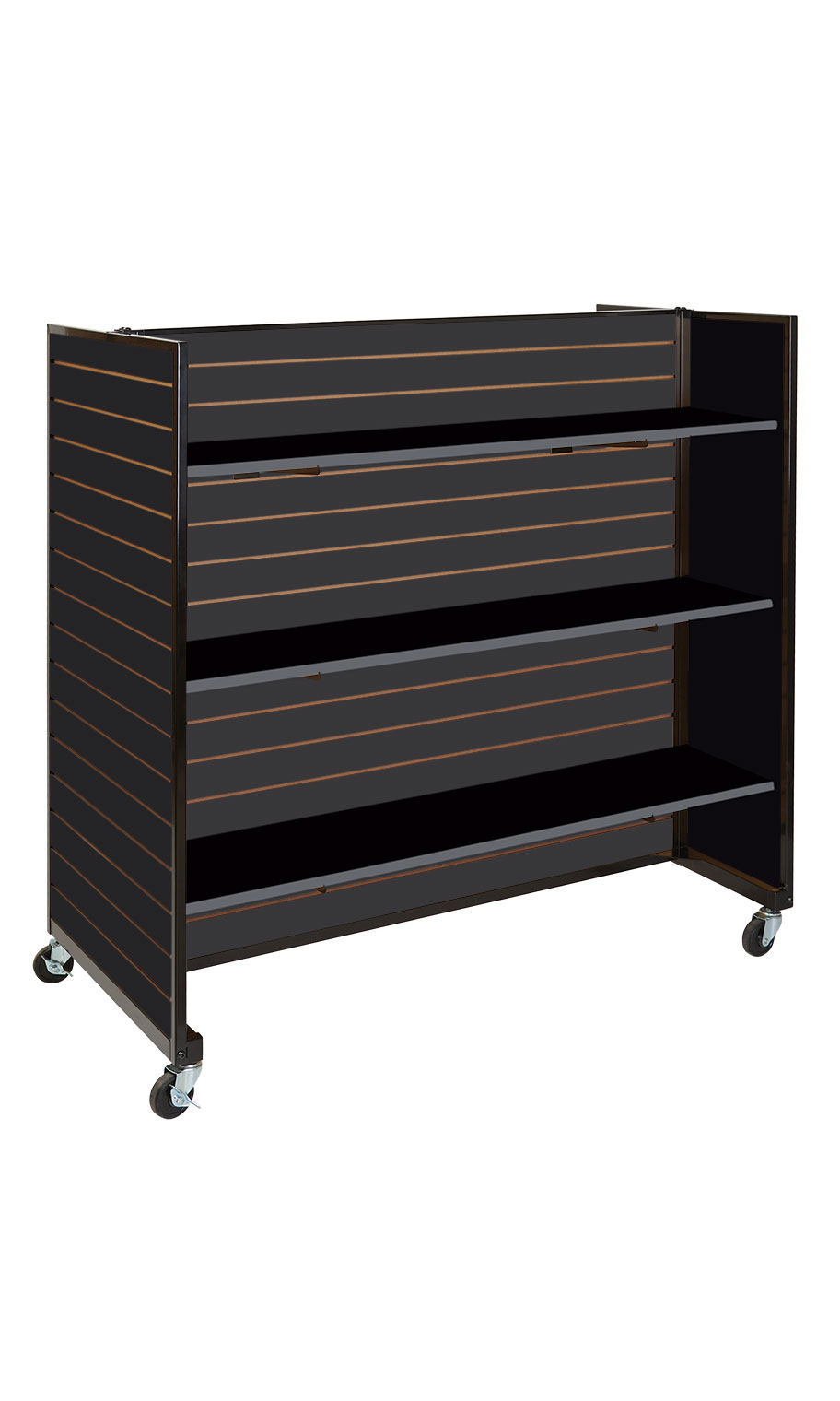 Black Metal Rolling Slatwall Gondolas Store Supply Warehouse