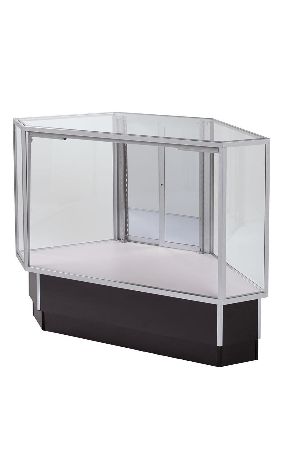 Full Vision Corner Rear Access Black Display Case Store Supply