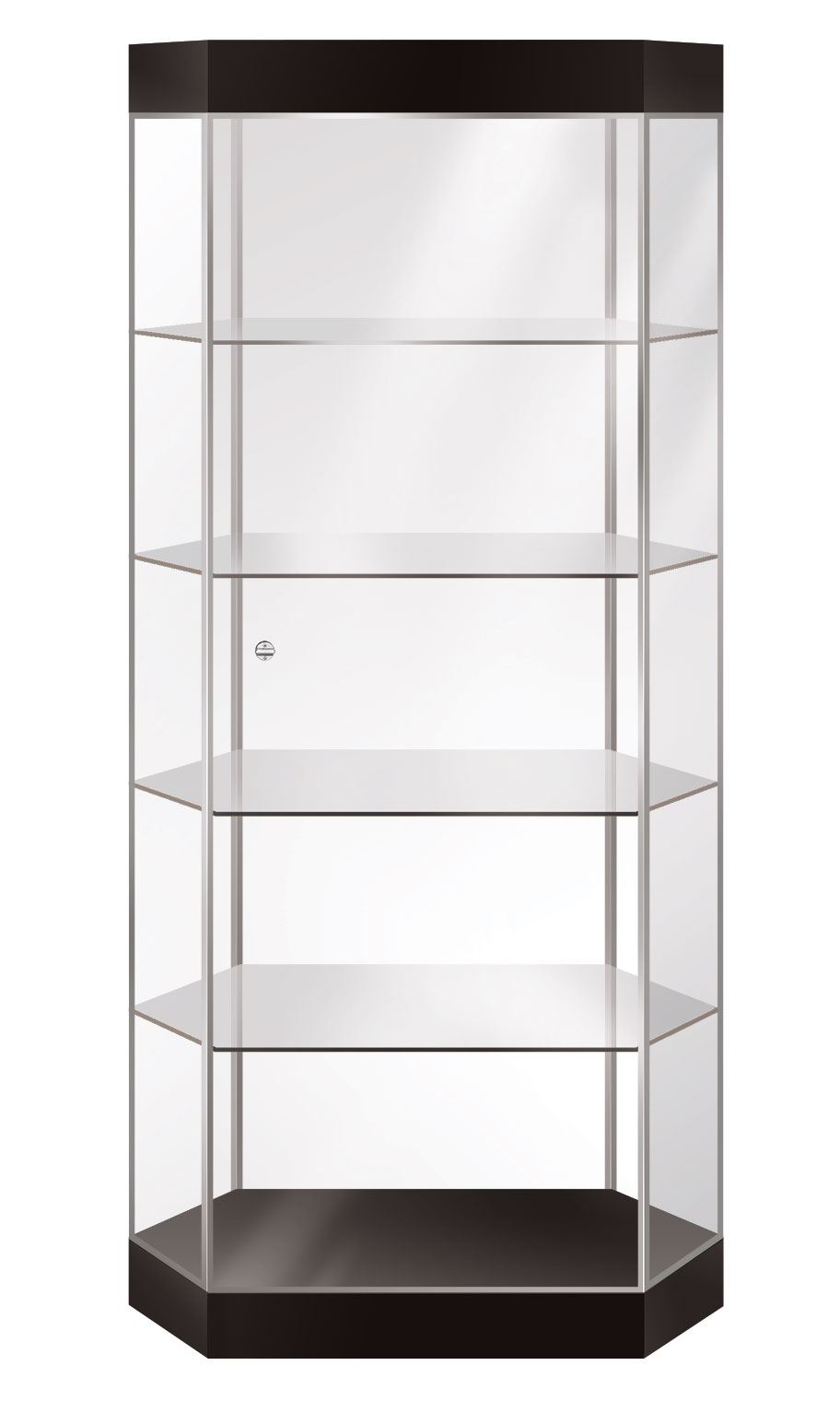 Black Hexagonal Tower Display Case With Light 75 x 36 SSW