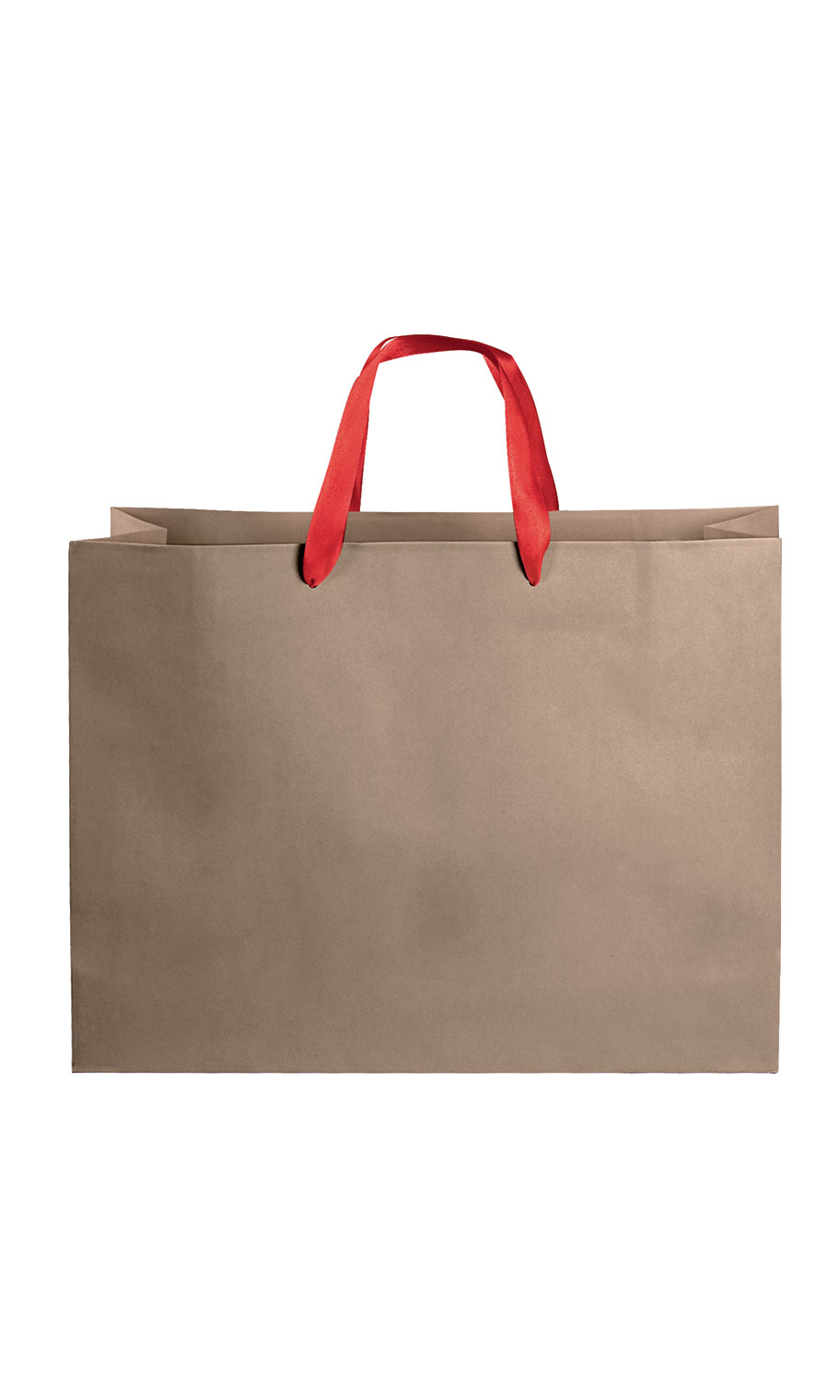 Large Kraft Premium Folded Top Paper Bags Red Ribbon Handles SSW