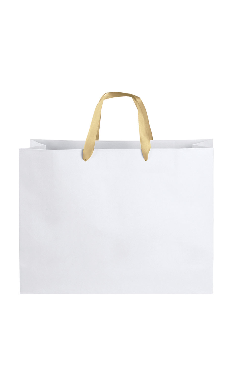 Large White Paper Bags Light Gold Ribbon Handles SSW