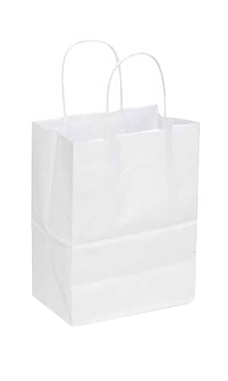 Medium White Kraft Paper Shopping Bags Case of 100 Store Supply