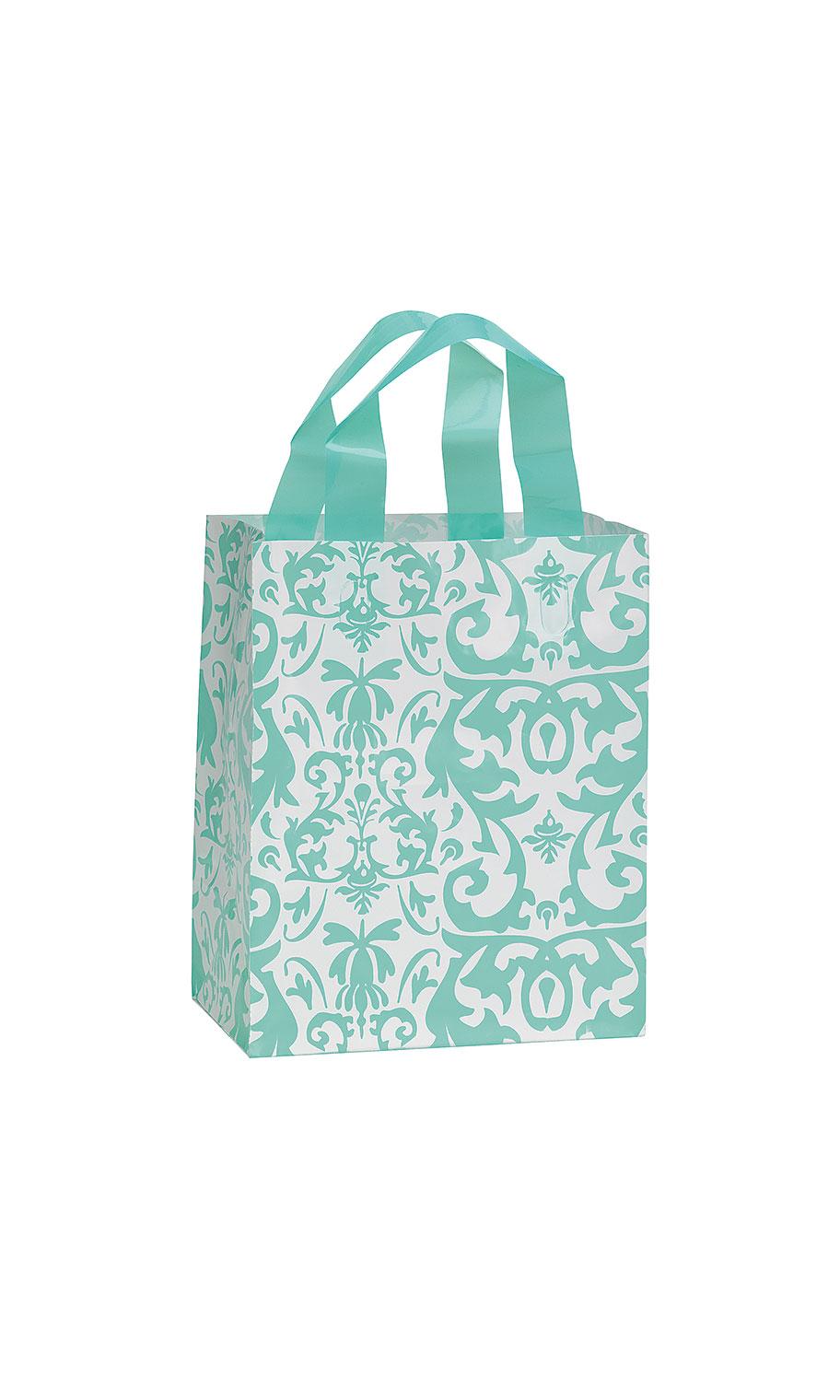 Medium Aqua Damask Frosted Bags 100 - Store Supply