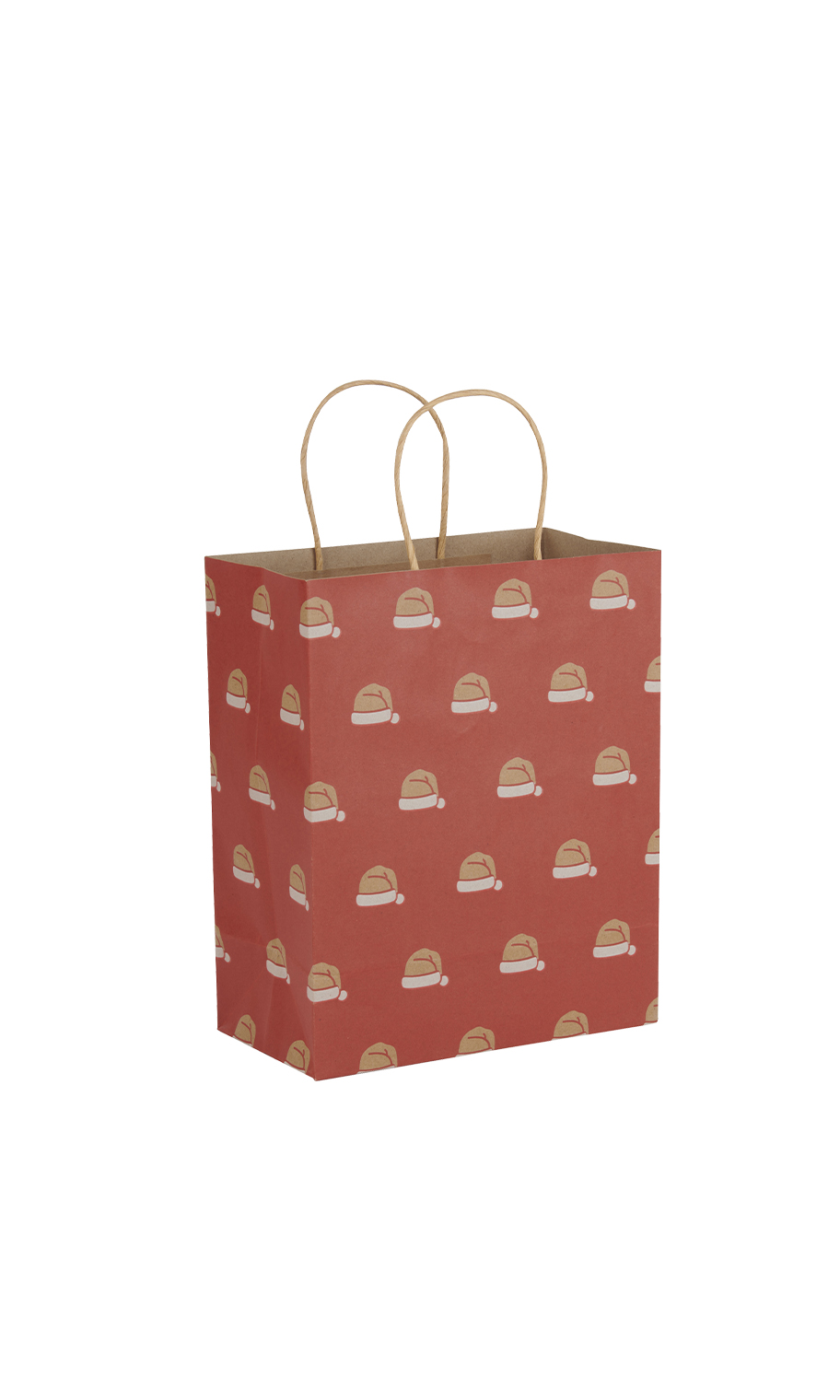 Medium Red Santa Hat Paper Shopping Bags Case of 100 Store Supply