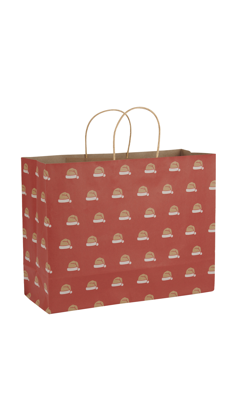 Large Red Santa Hat Paper Shopping Bags Case of 100 Store Supply