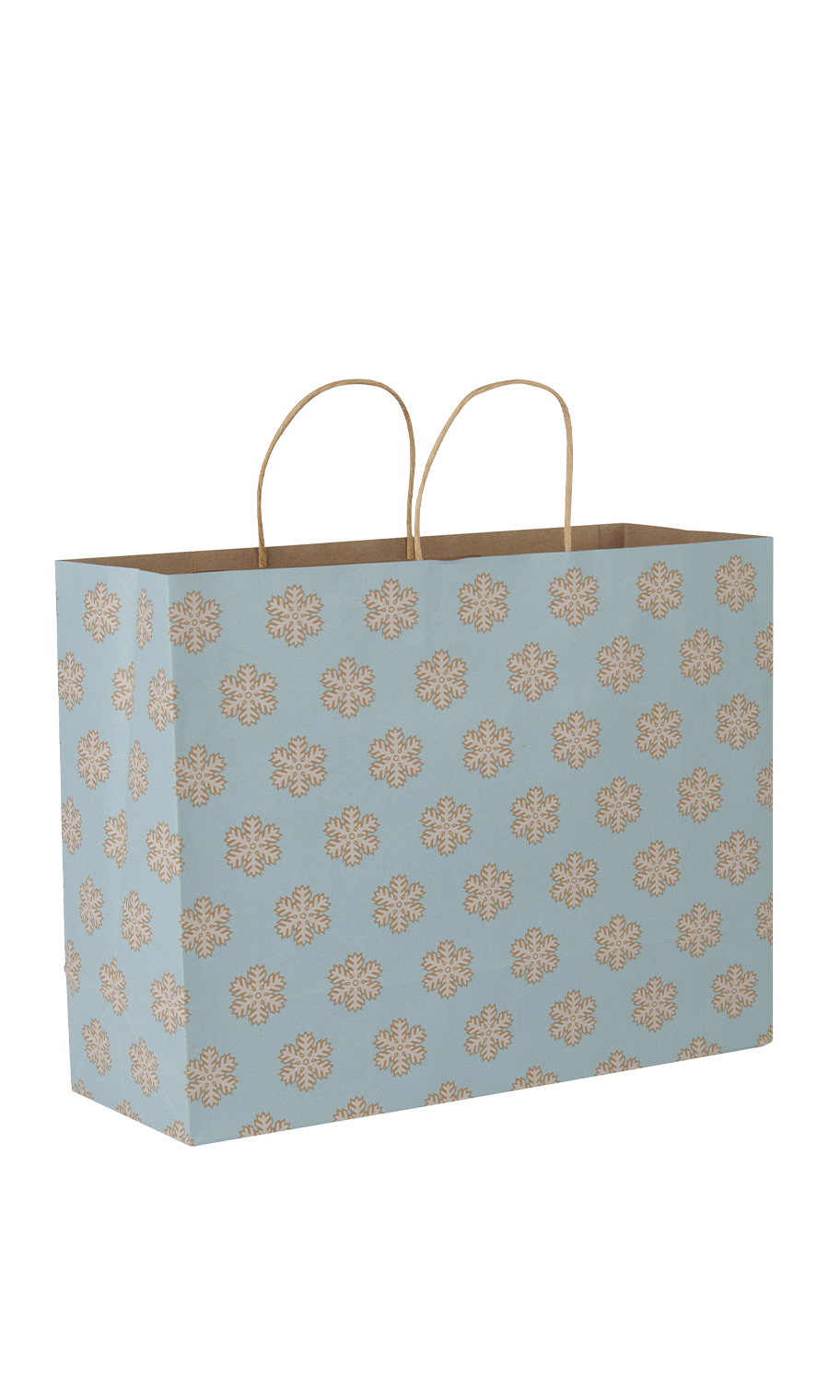 Large Blue Snowflake Paper Shopping Bags Case of 100 Store Supply