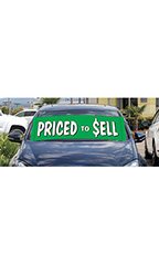 Windshield Banner With Bungee Cord - "Priced To Sell"