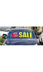 Windshield Banner With Bungee Cord - "Red Tag Sale"