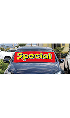 Windshield Banner With Bungee Cord - "Special"