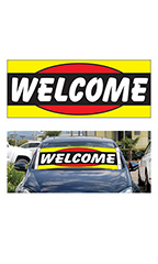 Windshield Banner With Bungee Cord - "Welcome"
