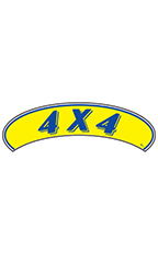 Arch Windshield Slogan Sticker - Blue/Yellow - "4 X 4"