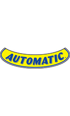 Smile Windshield Slogan Sticker - Blue/Yellow - "Automatic"