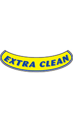 Smile Windshield Slogan Sticker - Blue/Yellow - "Extra Clean"