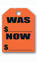 Mirror Hang Tags - Fluorescent Red - "Was Now"