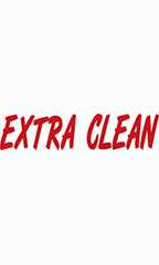 Designer Cut Windshield Slogan Sticker - Red/White - "Extra Clean"