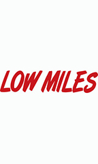 Designer Cut Windshield Slogan Sticker - Red/White - "Low Miles"