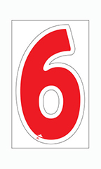 Die-Cut Window Numbers - Red - "6"