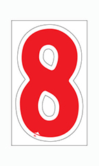 Die-Cut Window Numbers - Red - "8"