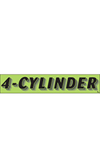 Rectangular Slogan Windshield Sticker - Green - "4-Cylinder"