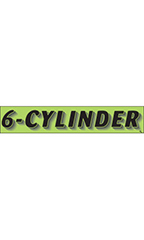 Rectangular Slogan Windshield Sticker - Green - "6-Cylinder"