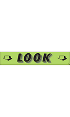Rectangular Slogan Windshield Sticker - Green - "Look"