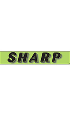 Rectangular Slogan Windshield Sticker - Green - "Sharp"