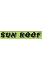 Rectangular Slogan Windshield Sticker - Green - "Sun Roof"