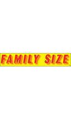 Rectangular Slogan Windshield Sticker - Red/Yellow - "Family Size"