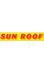Rectangular Slogan Windshield Sticker - Red/Yellow - "Sun Roof"