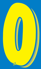 11 ½ inch Windshield Numbers And Symbols - Yellow/Blue - "0"