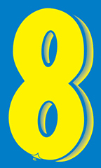 11 ½ inch Windshield Numbers And Symbols - Yellow/Blue - "8"