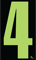 9 ½ inch Windshield Numbers And Symbols - Neon Green/Black - "4"