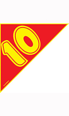 Corner Windshield Year Stickers - Red/Yellow - "10"