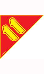 Corner Windshield Year Stickers - Red/Yellow - "11"