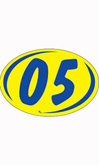 Oval 2-Digit Year Stickers - Blue/Yellow - "05"