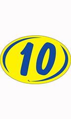 Oval 2-Digit Year Stickers - Blue/Yellow - "10"