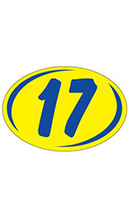 Oval 2-Digit Year Stickers- Blue/Yellow - "17"