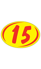 Oval 2-Digit Year Stickers - Red/Yellow - "15"