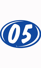 Oval 2-Digit Year Stickers - White/Blue - "05"