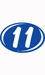 Oval 2-Digit Year Stickers - White/Blue - "11"