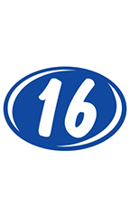 Oval 2-Digit Year Stickers - White/Blue - "16"