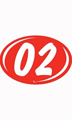Oval 2-Digit Year Stickers - White/Red - "02"