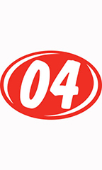 Oval 2-Digit Year Stickers - White/Red - "04"