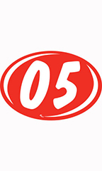 Oval 2-Digit Year Stickers - White/Red - "05"
