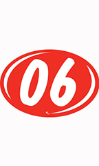 Oval 2-Digit Year Stickers - White/Red - "06"