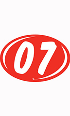 Oval 2-Digit Year Stickers - White/Red - "07"