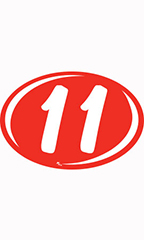 Oval 2-Digit Year Stickers - White/Red - "11"