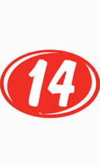 Oval 2-Digit Year Stickers - White/Red - "14"