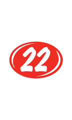 Oval 2-Digit Year Stickers - White/Red - "22"