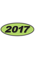 Oval Windshield Year Stickers - Black/Neon Green - "2017"